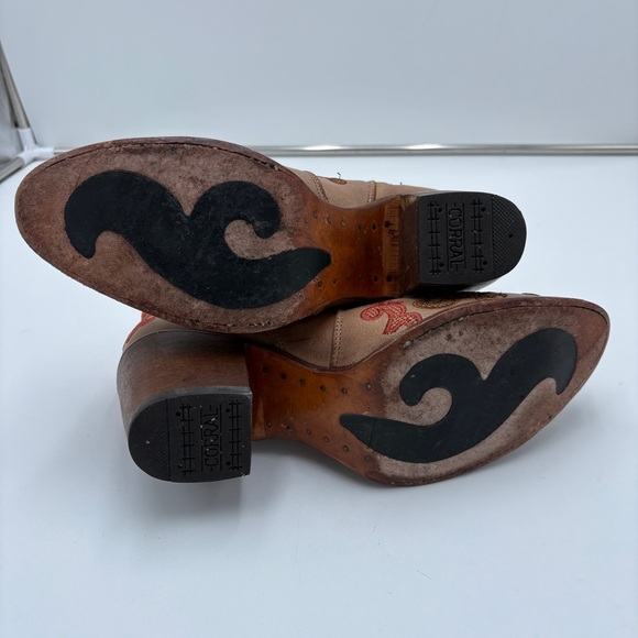 Corral Western Cowgirl Ankle Zip Boots Boho Embroidered Leather Women’s Size 9 - Picture 7 of 8